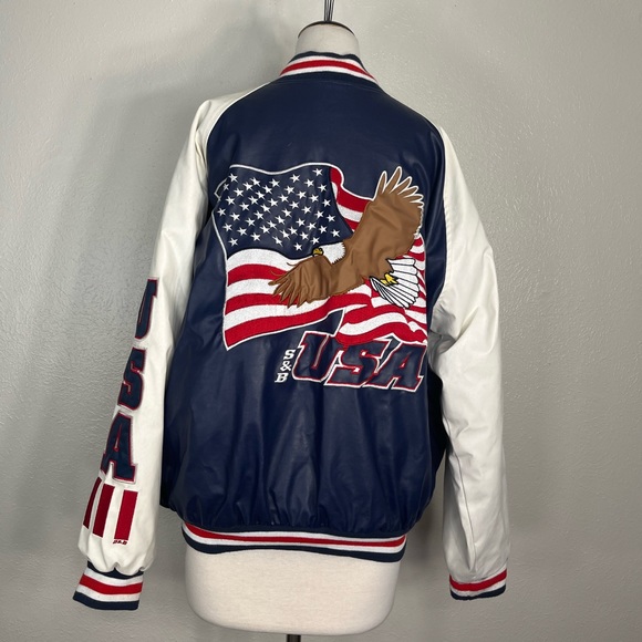 Steve & Barry's Other - Steve & Barry's Faux Leather USA Eagle Varsity
Letterman Long Sleeve Jacket